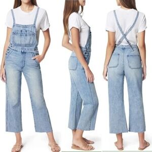 Joe's Jeans Wide Leg Denim Overalls Crop Raw Hem Captivate Blue NWT Size Medium